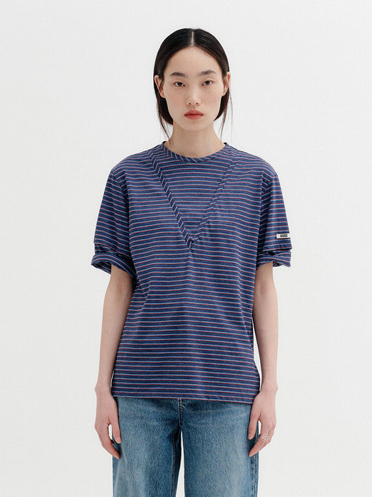Eenk Layered Detail T-shirt - Navy