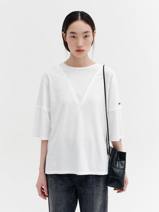 Eenk Layered Detail T-shirt - White