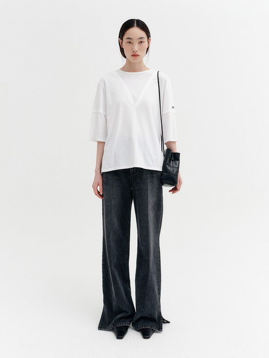 Eenk Layered Detail T-shirt - White