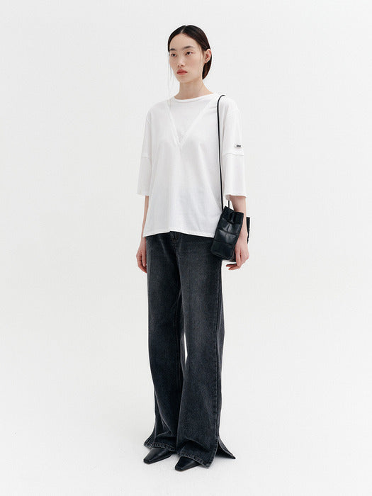 Eenk Layered Detail T-shirt - White