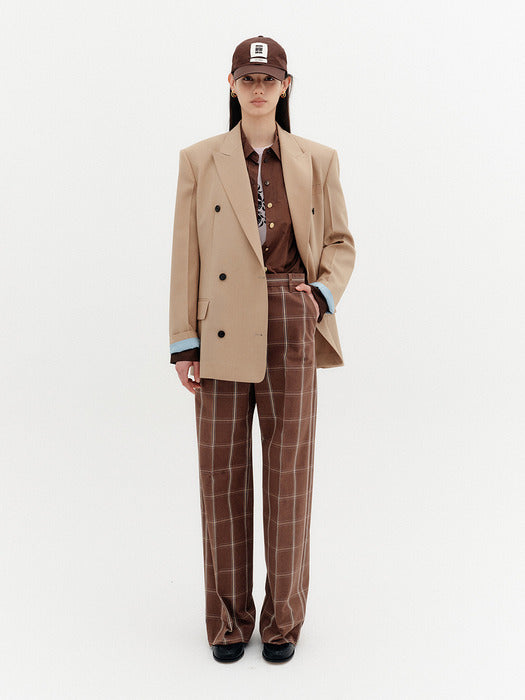 Eenk Pattern Straight Pants - Brown