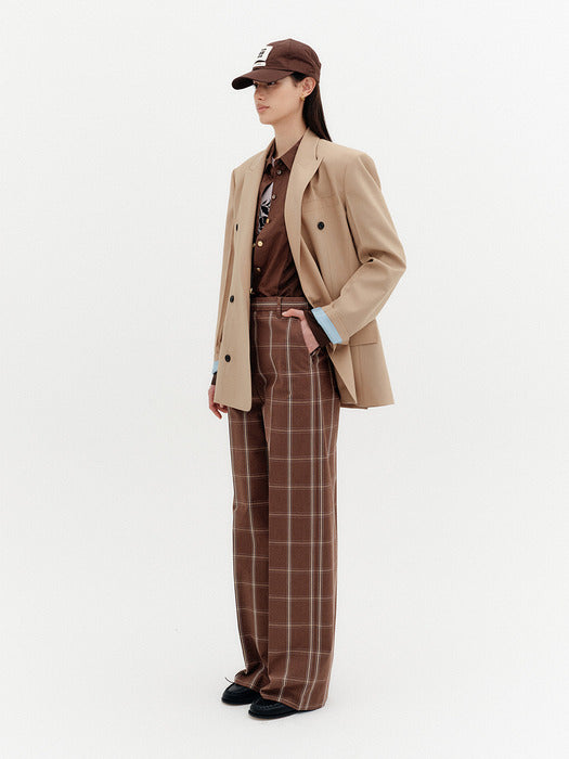 Eenk Pattern Straight Pants - Brown