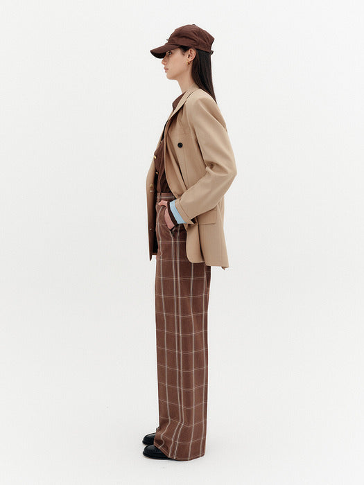 Eenk Pattern Straight Pants - Brown