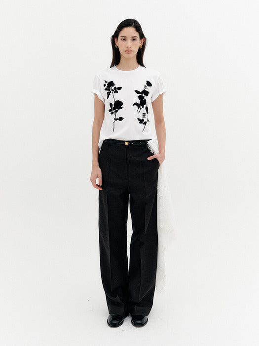 Eenk Pattern Straight Pants - Black