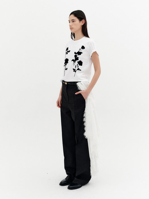 Eenk Pattern Straight Pants - Black