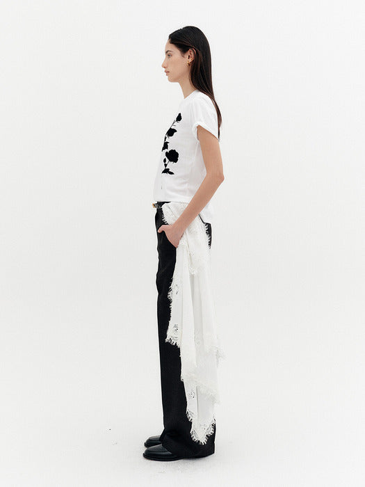 Eenk Pattern Straight Pants - Black