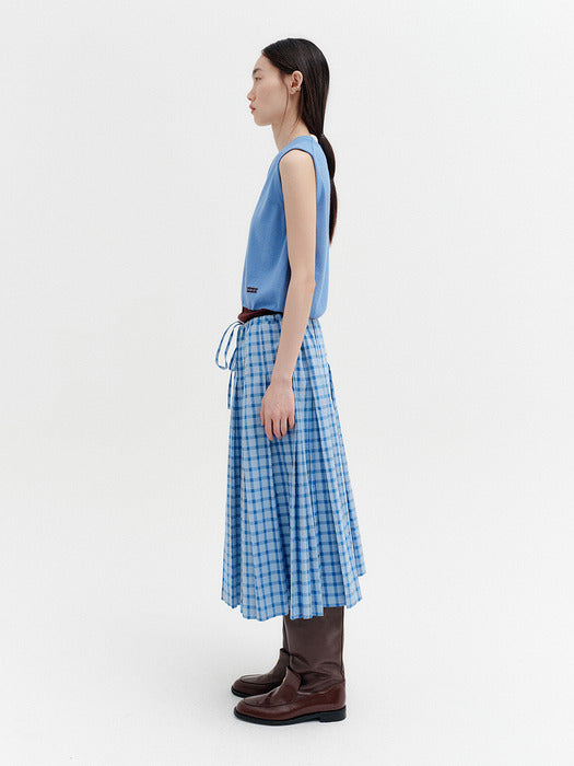 Eenk Drawstring Pleated Skirt - Sky Blue
