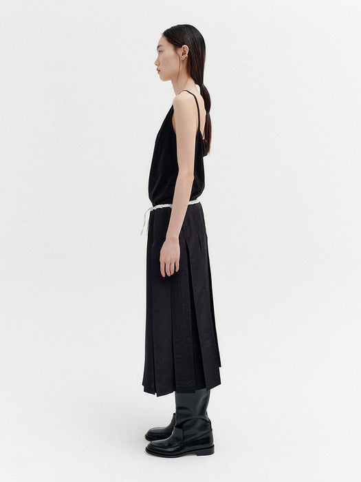 Eenk Drawstring Pleats Skirt - Black