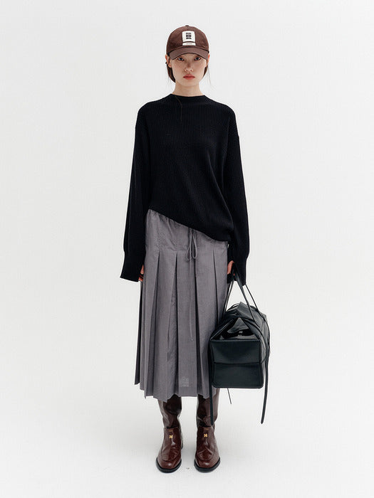 Eenk Drawstring Pleats Skirt - Gray