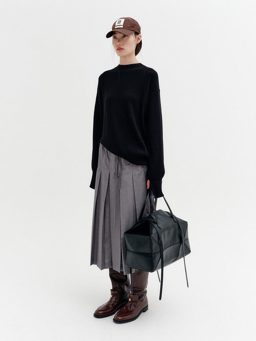 Eenk Drawstring Pleats Skirt - Gray