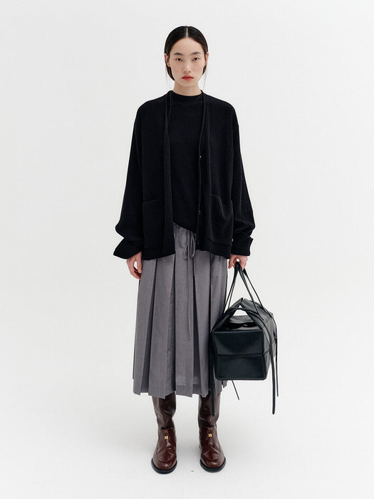 Eenk Drape Shawl Collar Cardigan - Black