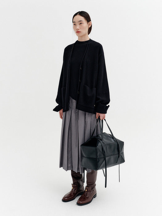 Eenk Drape Shawl Collar Cardigan - Black