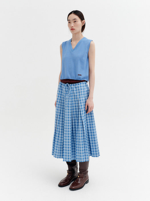 Eenk V-neck Contrast Rib Knitwear Vest - Sky Blue