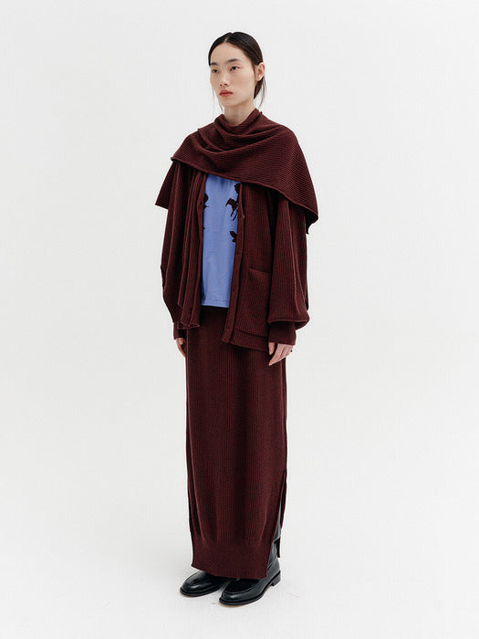 Eenk Classic Ribbed Long Skirt - Brown