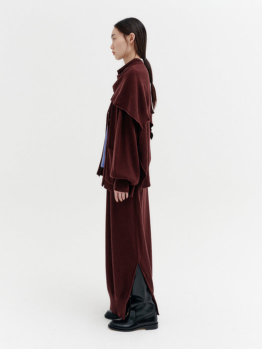 Eenk Classic Ribbed Long Skirt - Brown