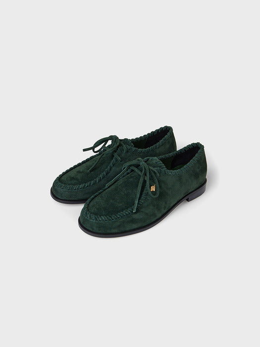 Eenk Stitch Detail Leather Loafers - Green