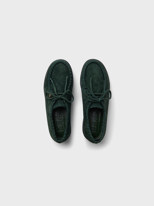 Eenk Stitch Detail Leather Loafers - Green