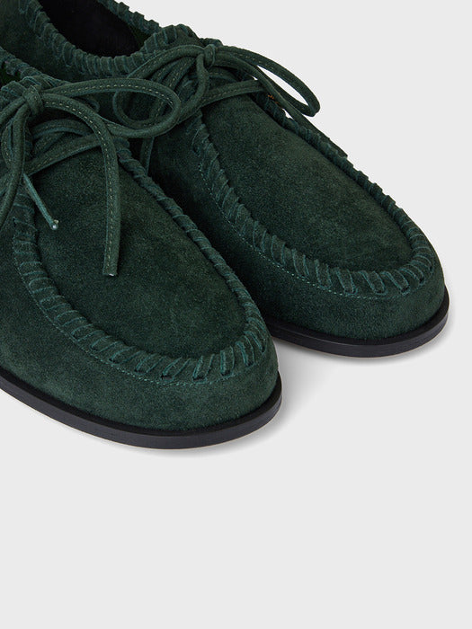 Eenk Stitch Detail Leather Loafers - Green