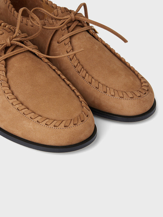 Eenk Stitch Detail Leather Loafers - Camel