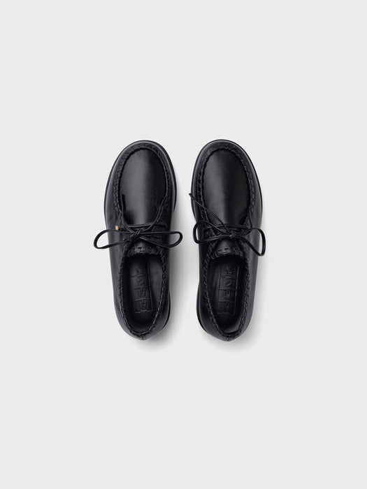 Eenk Stitch Detail Leather Loafers - Black