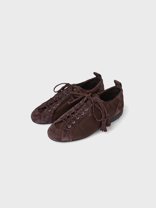 Eenk Tassel Lace-Up Flat Shoes - Brown