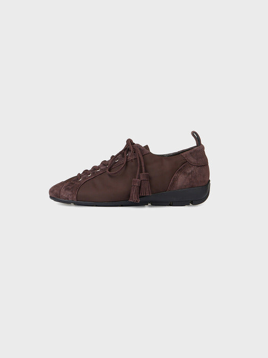 Eenk Tassel Lace-Up Flat Shoes - Brown