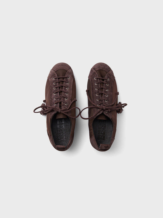 Eenk Tassel Lace-Up Flat Shoes - Brown