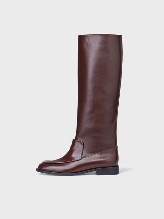 Eenk Layered Long Boots - Brown