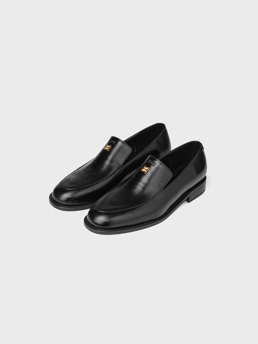 Eenk Classic Leather Logo Loafers - Black