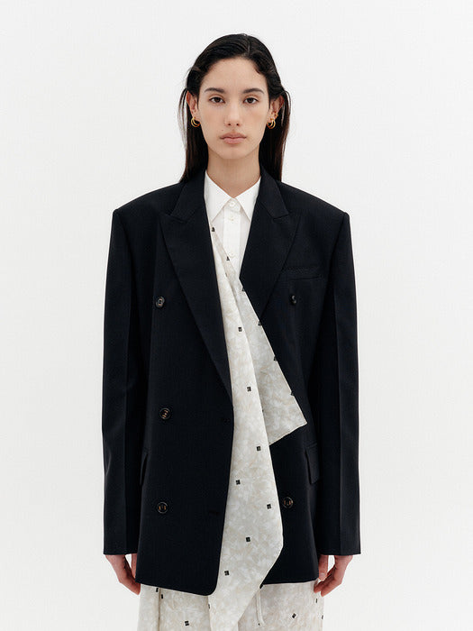Eenk Scarf Double Jacket - Black