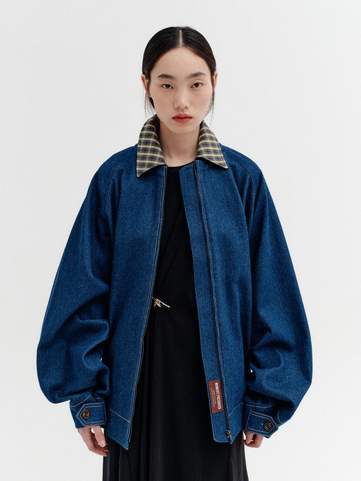 Eenk Convertible Collar Raglan Jumper - Blue
