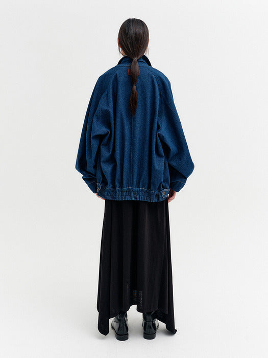 Eenk Convertible Collar Raglan Jumper - Blue