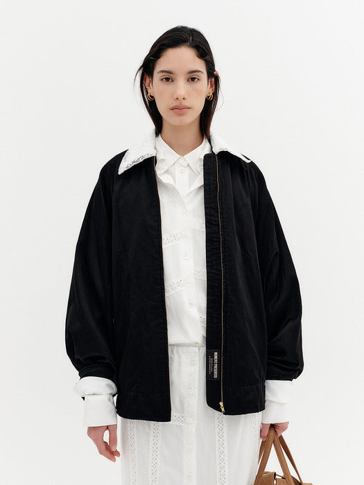 Eenk Convertible Collar Raglan Jumper - Black