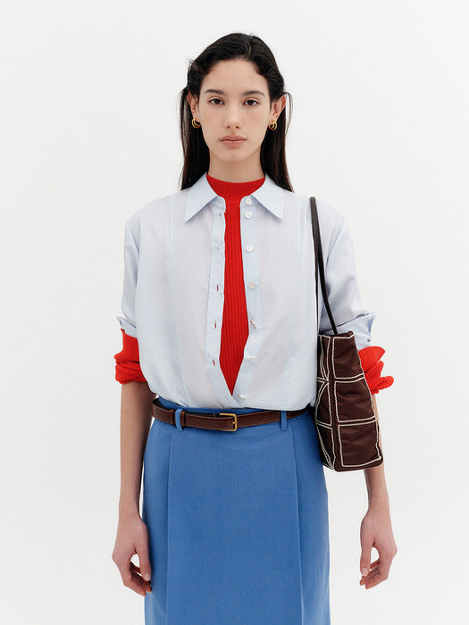 Eenk Curved Blend Shirt - Sky Blue