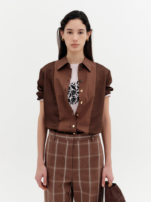 Eenk Curved Blend Shirt - Brown