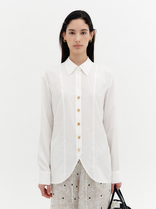 Eenk Curved Blend Shirt - Ivory