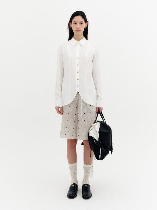 Eenk Curved Blend Shirt - Ivory