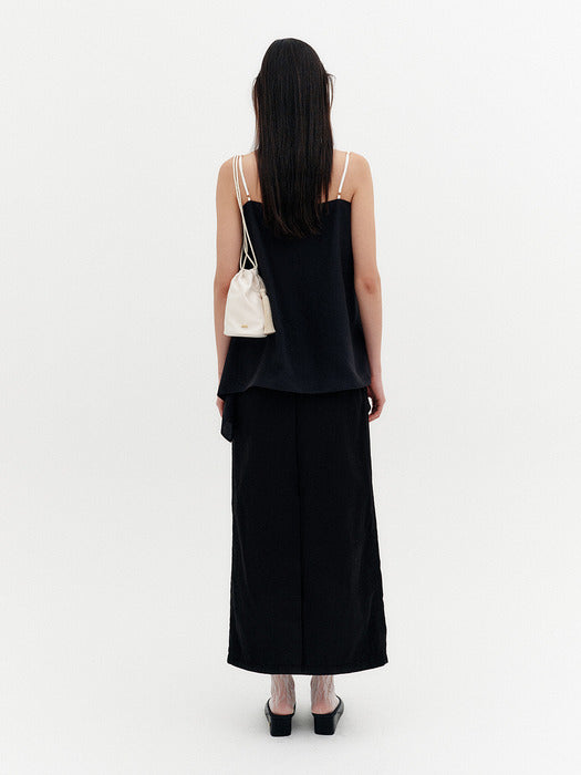 Eenk Flowy Drape Sleeveless Top - Black