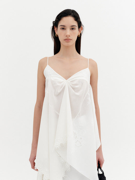 Eenk Flowy Drape Sleeveless Top - White