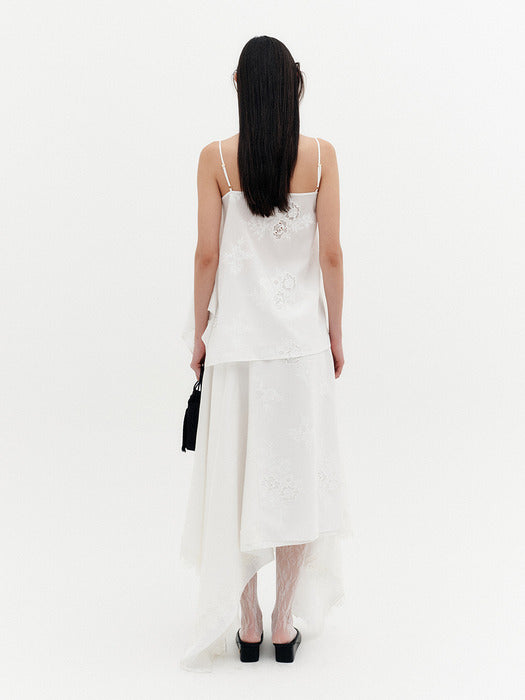 Eenk Flowy Drape Sleeveless Top - White