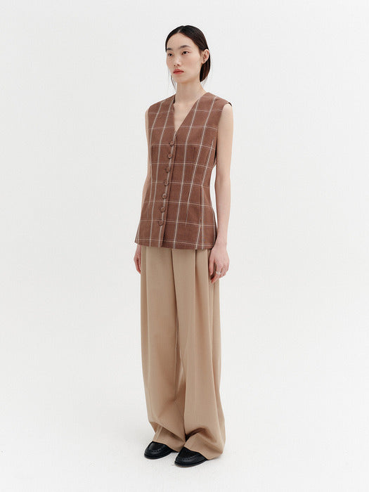Eenk Front Tuck Detail Pants - Beige
