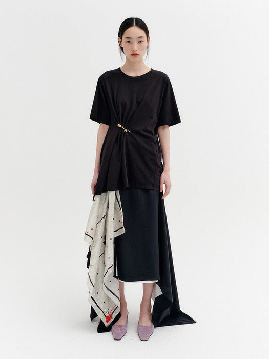 Eenk Flowy Layered Skirt - Black
