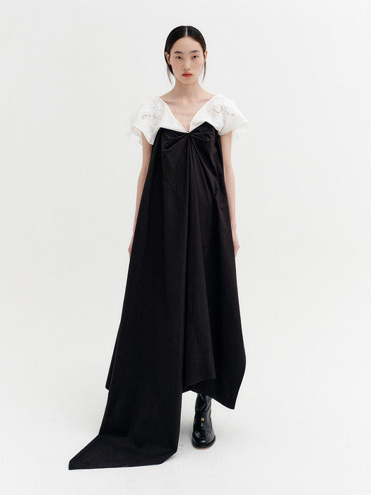 Eenk Unbalanced Side Button Dress - Black