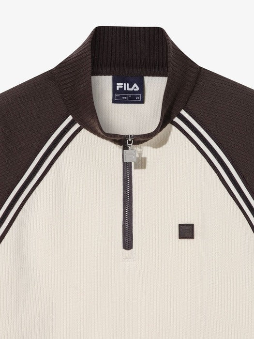 Fila 1911 Knitwear Track Half-Zip Sweatshirt Brown