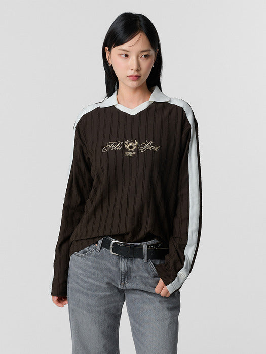 Fila Open Collar Graphic Long Sleeve T-shirt 234