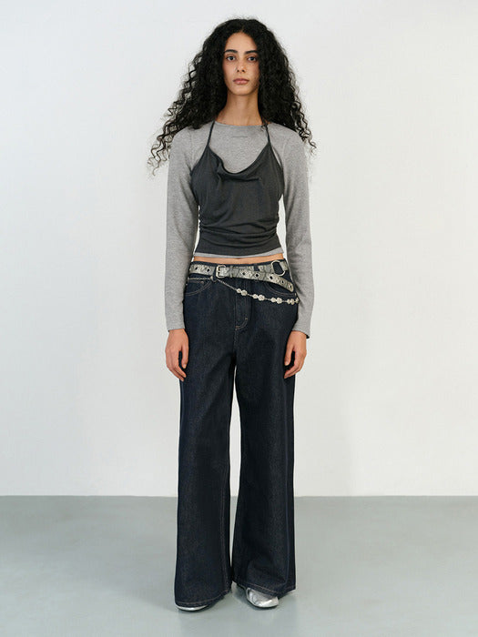 Instantfunk Low Rise Buckle Denim - Indigo