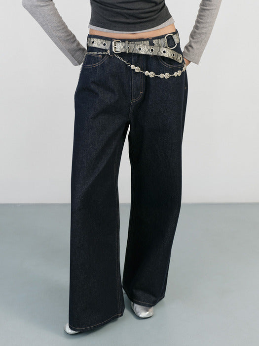 Instantfunk Low Rise Buckle Denim - Indigo