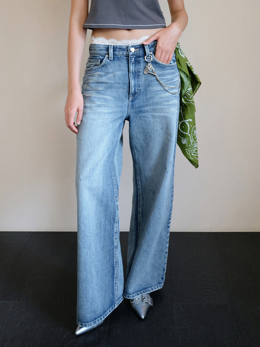Instantfunk Low Rise Buckle Denim - Light Blue