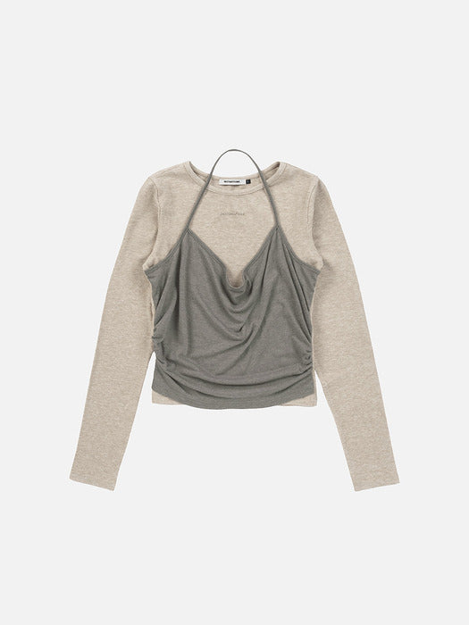 Instantfunk Layered Halter Top - Beige