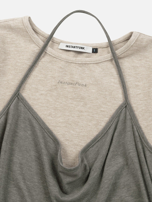 Instantfunk Layered Halter Top - Beige